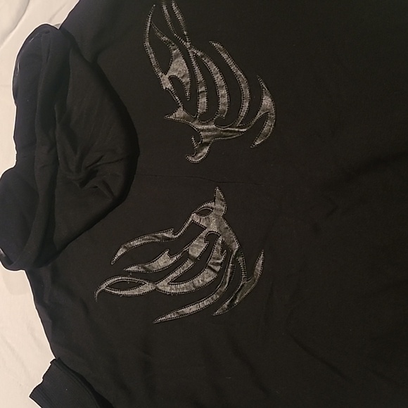 Shelly M. Couture Black Hoodie Sweater, sleeves with ribbed bottom, Zip Front, L - Picture 8 of 9